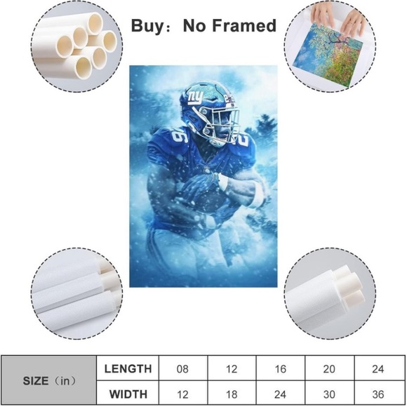 Saquon Barkley Canvas Poster Decor Sports, Gift No Frame 16x24inch Football Fans - Picture 2 of 5